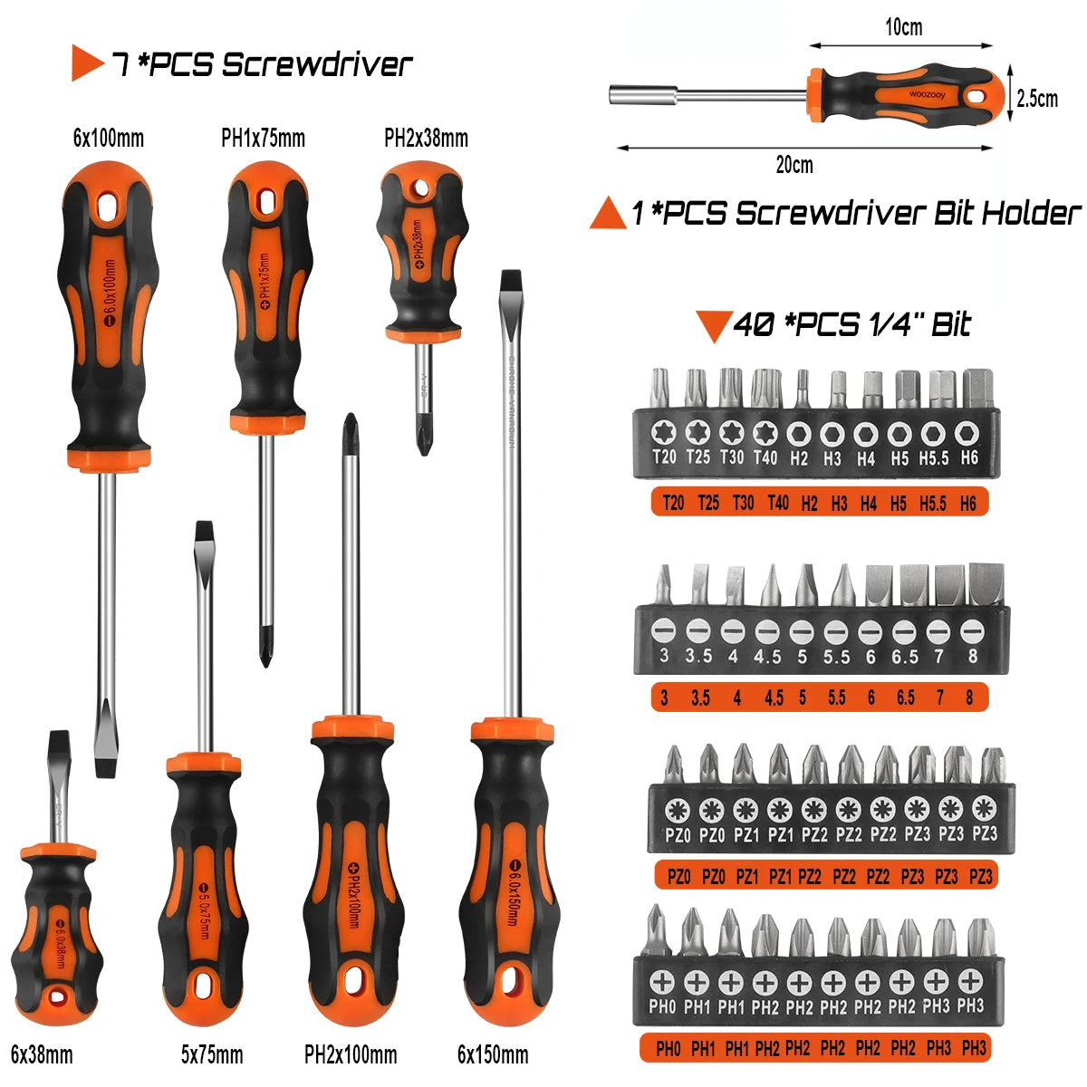 58PC Screwdriver Tool Kit, Mechanics Tool Set, Magnetic