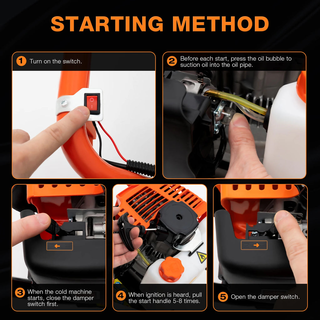 52cc Earth Auger Garden Power Floor Drill 2 Stroke Petrol Post Drill 3 Bits for Fence Post Hole Digger