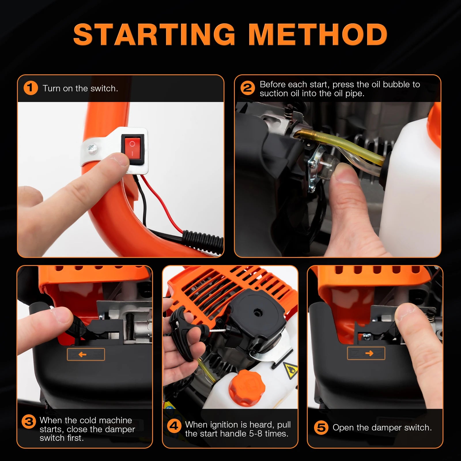 52cc Earth Auger Garden Power Floor Drill 2 Stroke Petrol Post Drill 3 Bits for Fence Post Hole Digger