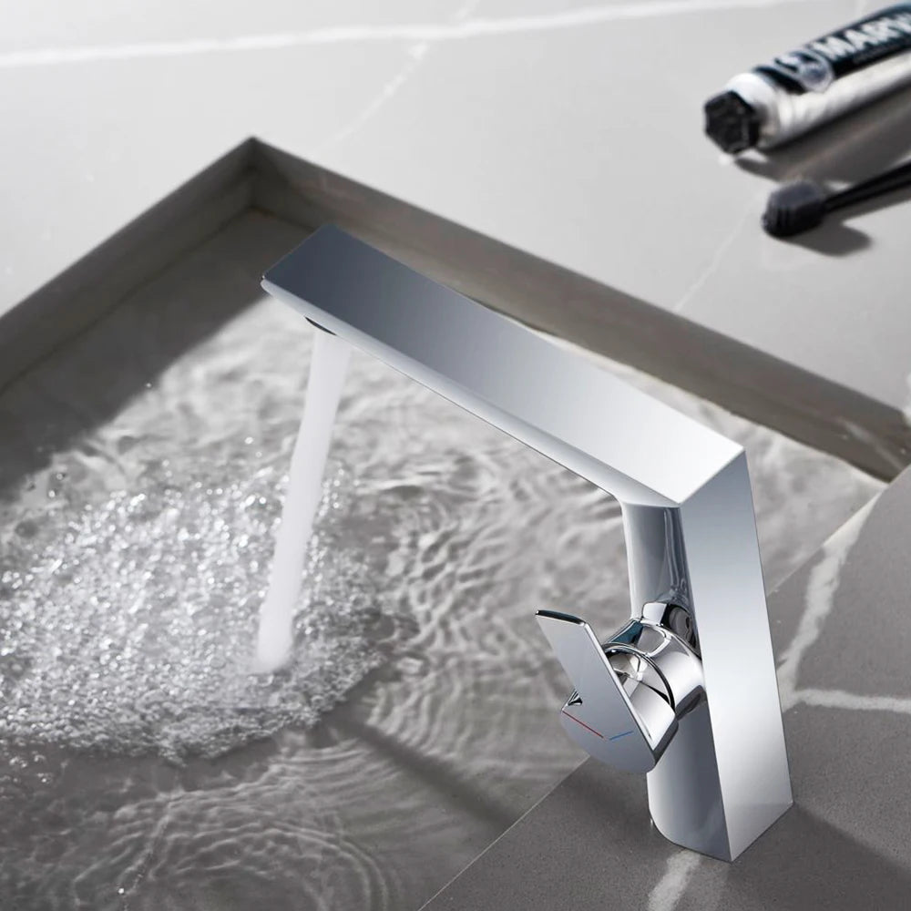 Bathroom Sink Faucet, Modern Design, Single Handle, Black Or Chrome