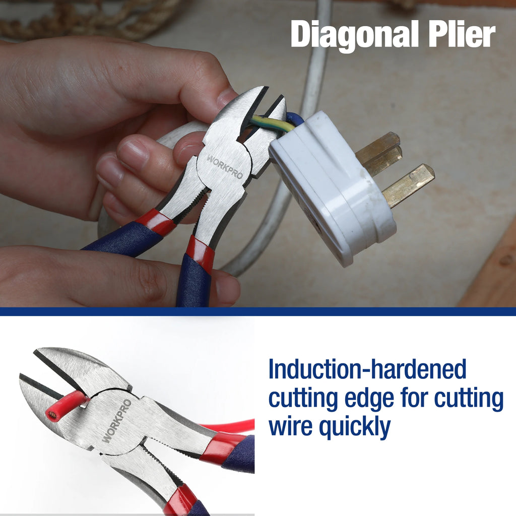 7-Piece Pliers Set, Groove Joint, Long Nose, Slip Joint, Linesman and Diagonal Pliers for DIY