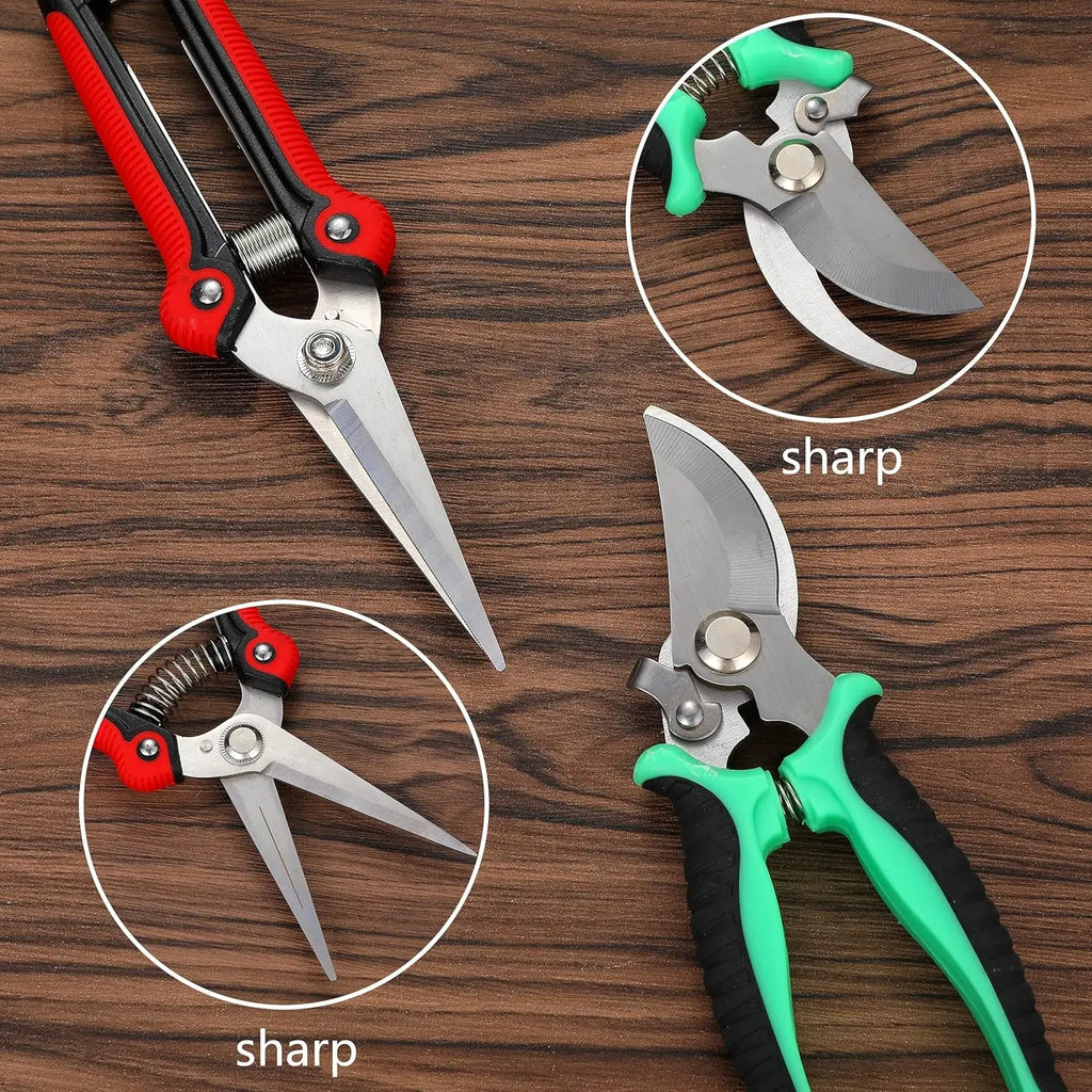 TOPBOOC 5Pcs Garden Pruning Shears Set, Labor-saving for Trimming Branches with Gloves & Storage Bag