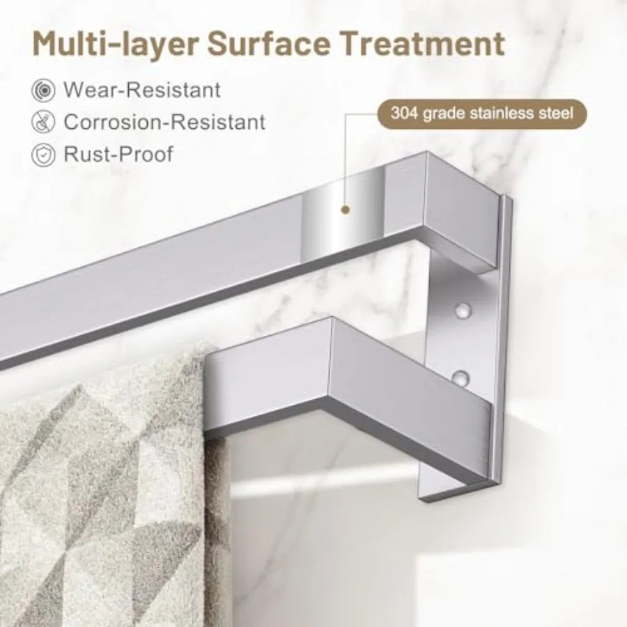 Double Towel Bar, Towel Rack for Bathroom Stainless Steel Wall-Mounted Bathroom Hardware Accessories 23.6/24/32 Inch