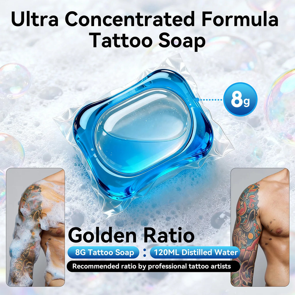 DM 25/50PCS Concentrated Tattoo Pink/Blue Soap Pacs, Mild Tattoo Cleaning Soothing Aftercare Solution, Soap Pacs for Tattoo Salon