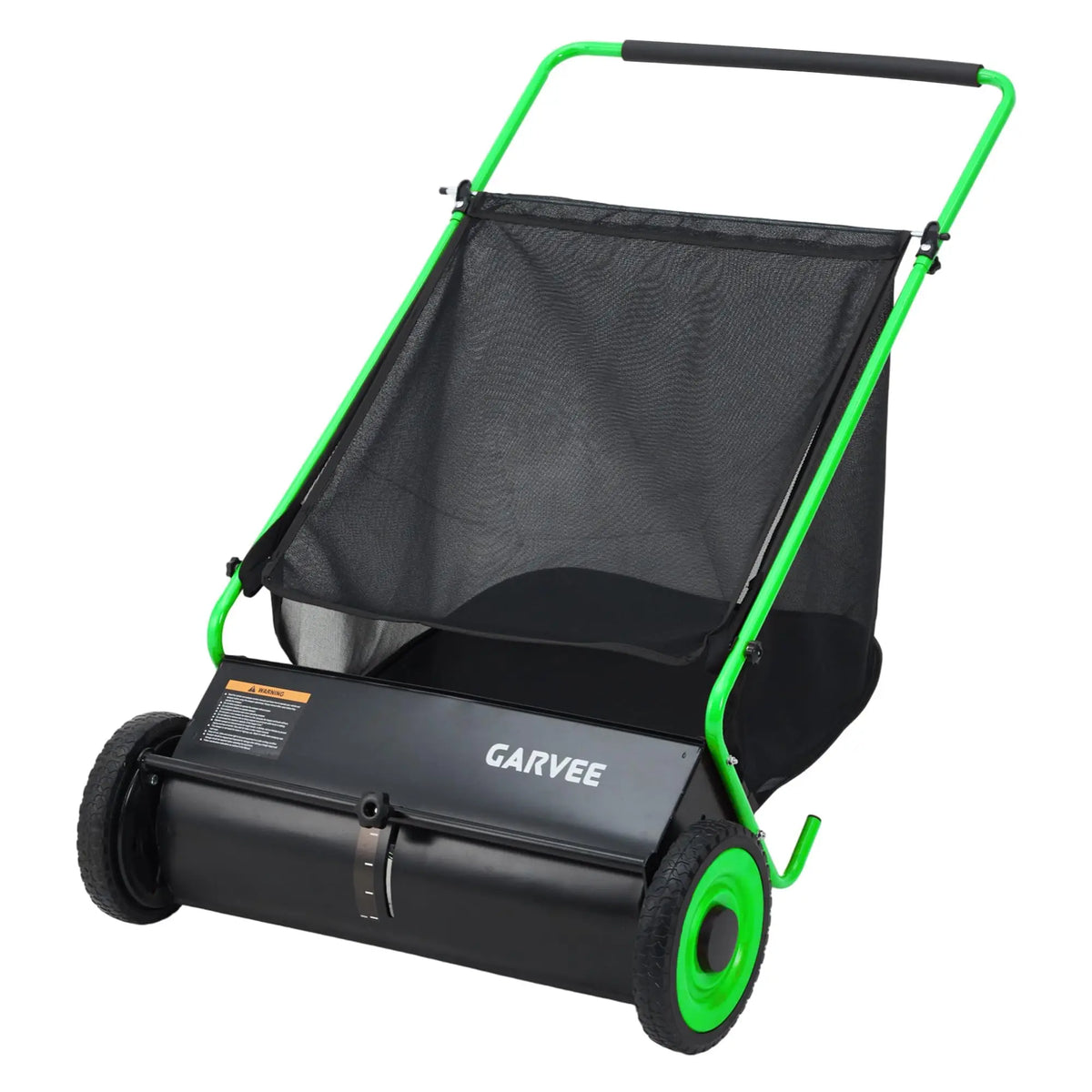 HiMiss Push Lawn Sweeper 26in Leaf & Grass Collector, 7 Cu.Ft Hopper Bag With Cover, Adjustable Brush Height, Steel Yard Sweeper