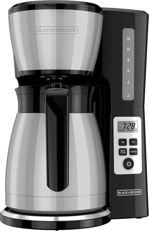 12 Cup Thermal Programmable Coffee Maker with Brew Strength and VORTEX Technology, Black/Steel