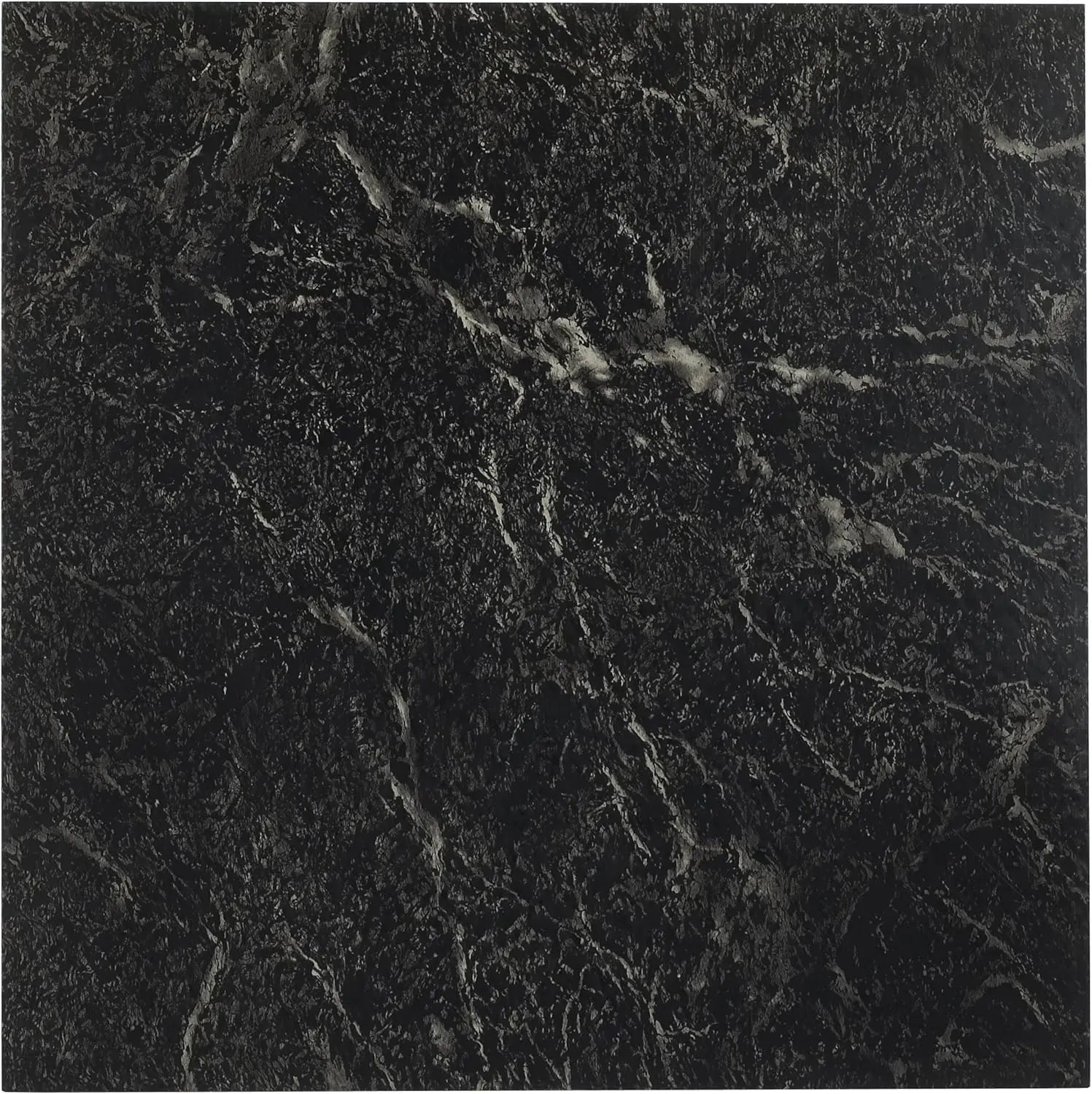Self-Adhesive 12x12 Vinyl Floor Tiles, 20-Pack, Black Marble Pattern, Peel & Stick DIY for Kitchen, Bedroom