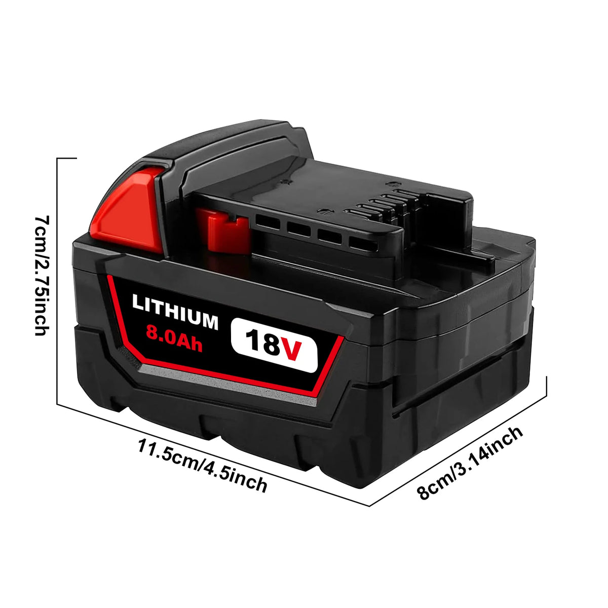 Upgraded High Capacity 8.0Ah 18V Lithium-ion Replacement Batteries, 2-Pack, Professional Grade. Suitable for 18V Cordless Power Tools, Compatible with Models 48-11-1865, 48-11-1850, 48-11-1860, 48-11-1865, 48-11-185248, 48-11