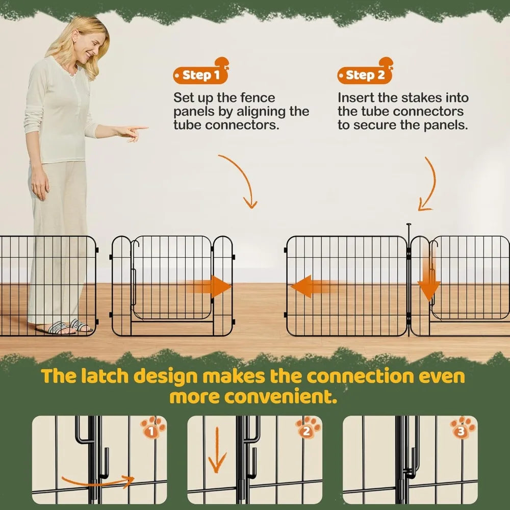 Expandable Dog Playpen, 8 Panel 20-inch Puppy Playpen with Door, Indoor/Outdoor Pet Fence