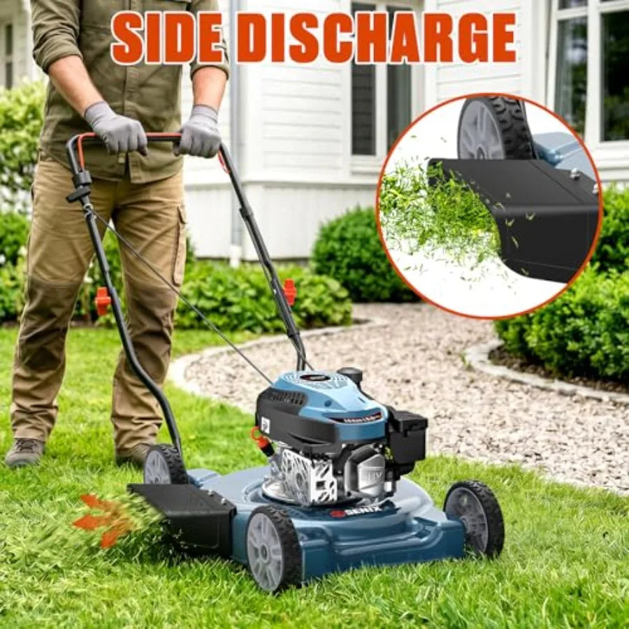 Sinex 20 Gas Lawn Mower, 144 cc Gas Powered Lawnmower, 4-Cycle Engine Walk-Behind Push Lawn Mowers, 3 Cutting Height, Lightweight