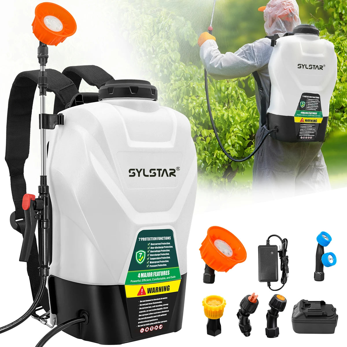 SYLSTAR 4.2 Gallon Backpack Sprayer Cordless, 100 PSI Electric Garden Sprayer Works with Makita 18V Battery, Weed Lawn Yard Sprayer