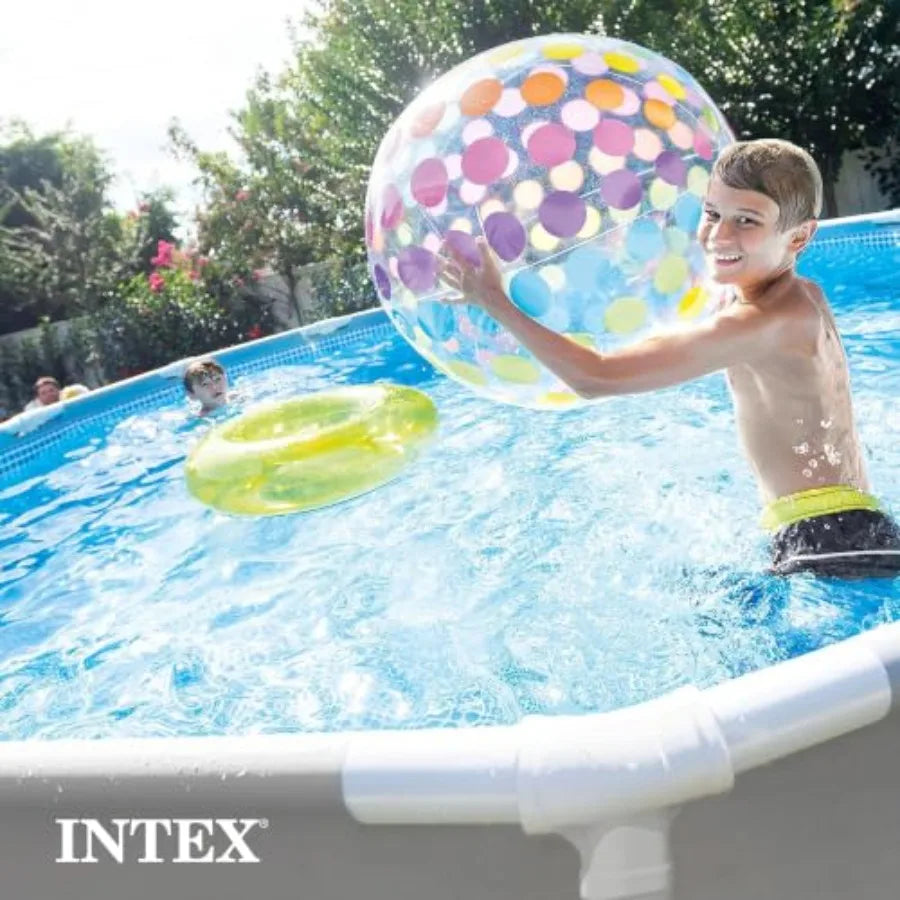 Intex Backyard outdoor swimming pool set: steel frame, round 12 ft x 30 in, Blue Swimming Pool, includes 530 GPH filter pump and ladder