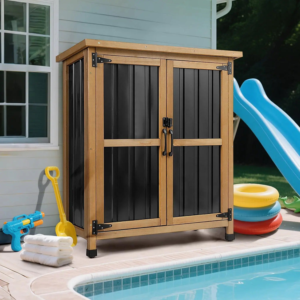Petscosset Outdoor Storage Shed, Garden Storage Cabinet