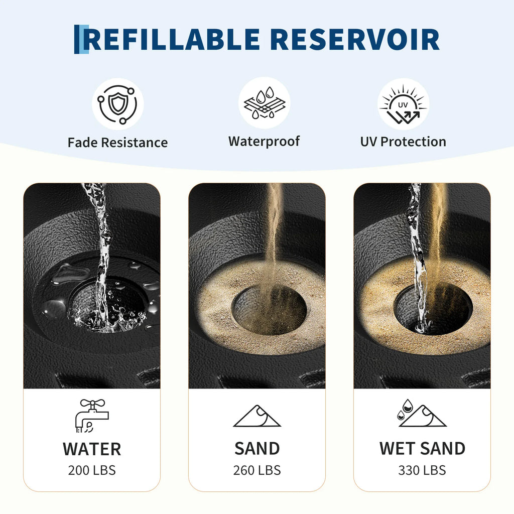 Heavy-Duty Water-Filled Patio Umbrella Base, Outdoor Garden Parasol Holder, Weatherproof Support for Yard & Lawn Furniture