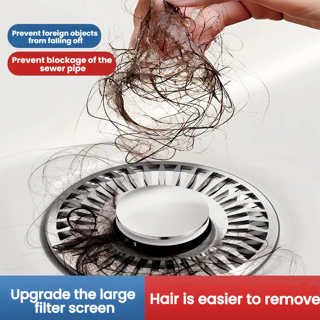 Pop-Up Sink/Tub Stopper, Hair Catcher, Magnetic, Stainless Steel