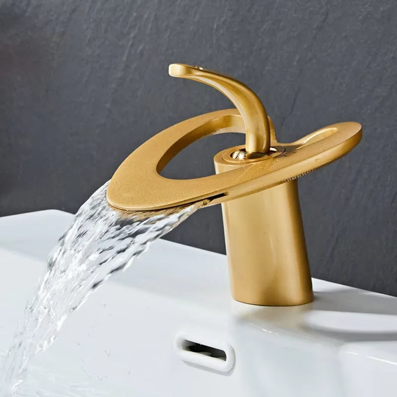 Waterfall Bathroom Sink Faucet, Modern Design, Single Handle