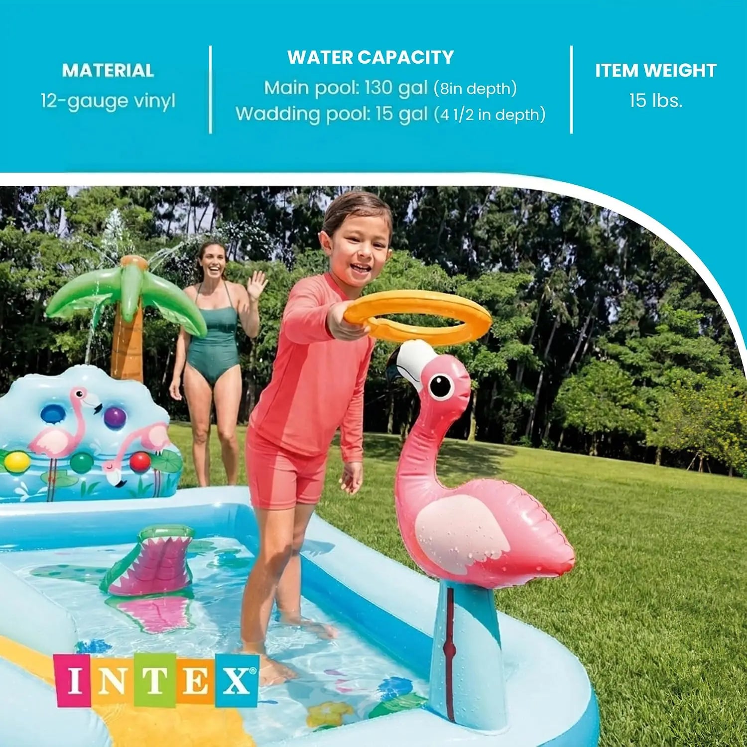 Intex Inflatable Kiddie Pool with Water Slide & Splash Pad for Toddlers, Outdoor Backyard Fun