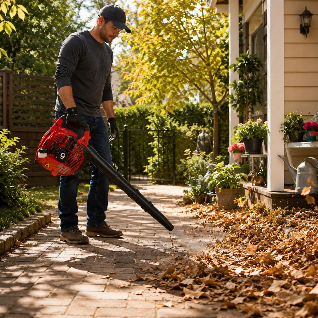 28CC Gas Leaf Blower Handheld 2 Stroke Engine 490CFM 280MPH High Airflow Lightweight Lawn Blower for Yard Garden Driveway Patio Debris Cleaning