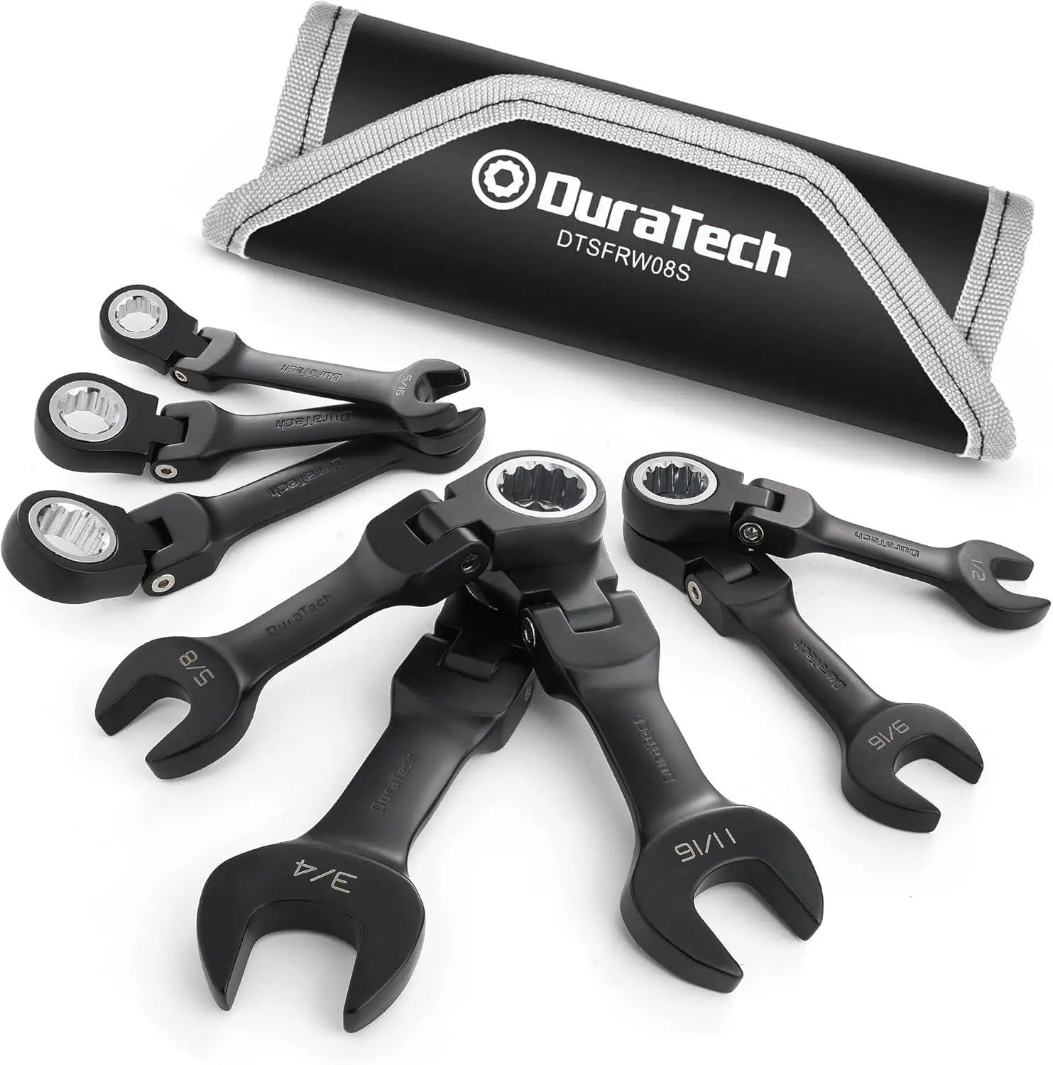 Flex-head Ratcheting Wrench Set, SAE, 8-piece