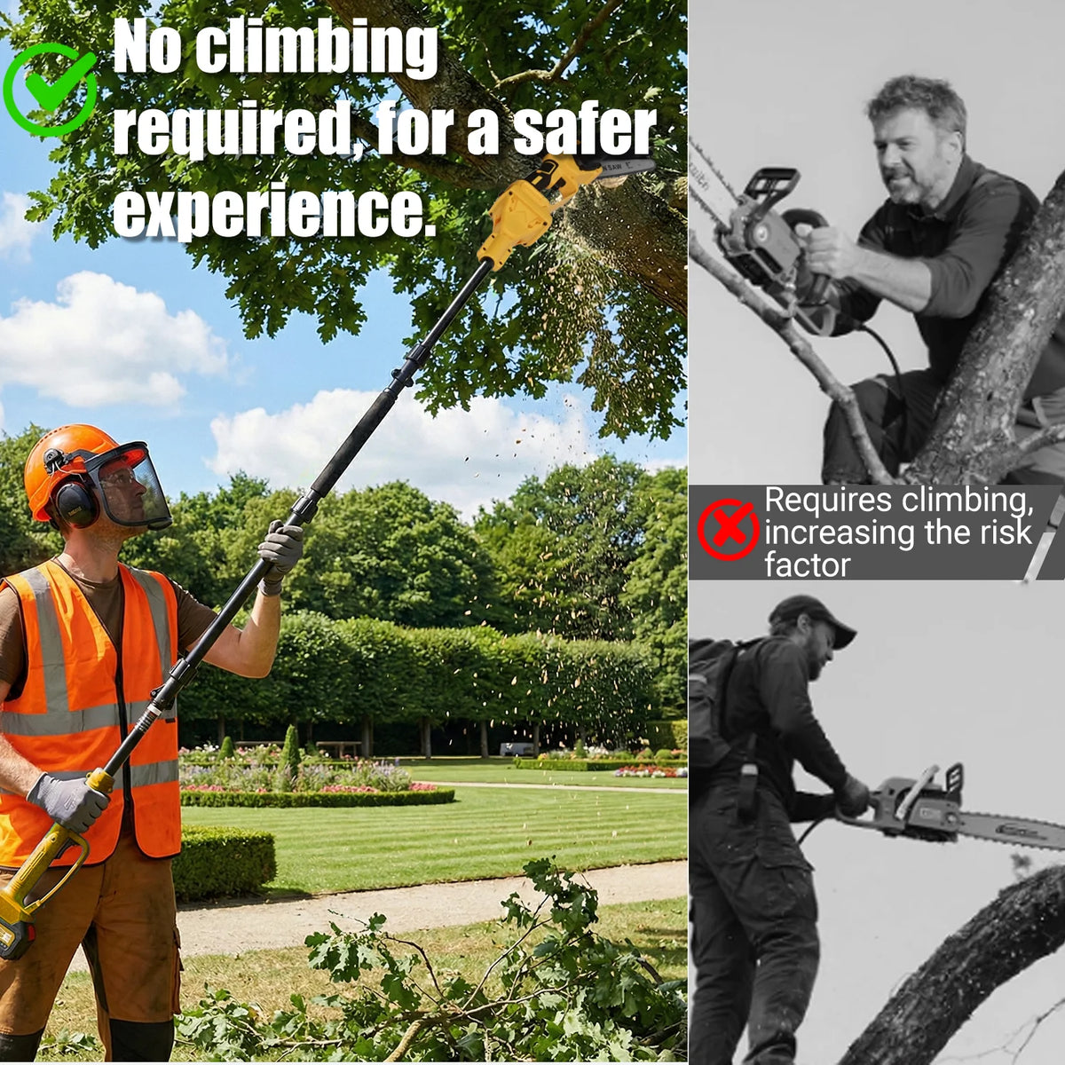 2-in-1 Electric Pole Saws, 6"&8"Cordless Power Saw with Extension Pole, Two 21V 3.0Ah Batteries for Wood Cutting/Tree Trimming