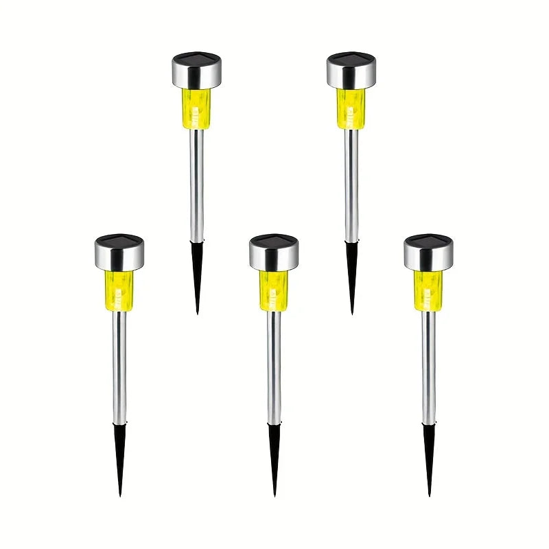 5 Pieces Solar Lights, Stainless Steel/Plastic. LED Bulbs, Waterproof, Outdoor