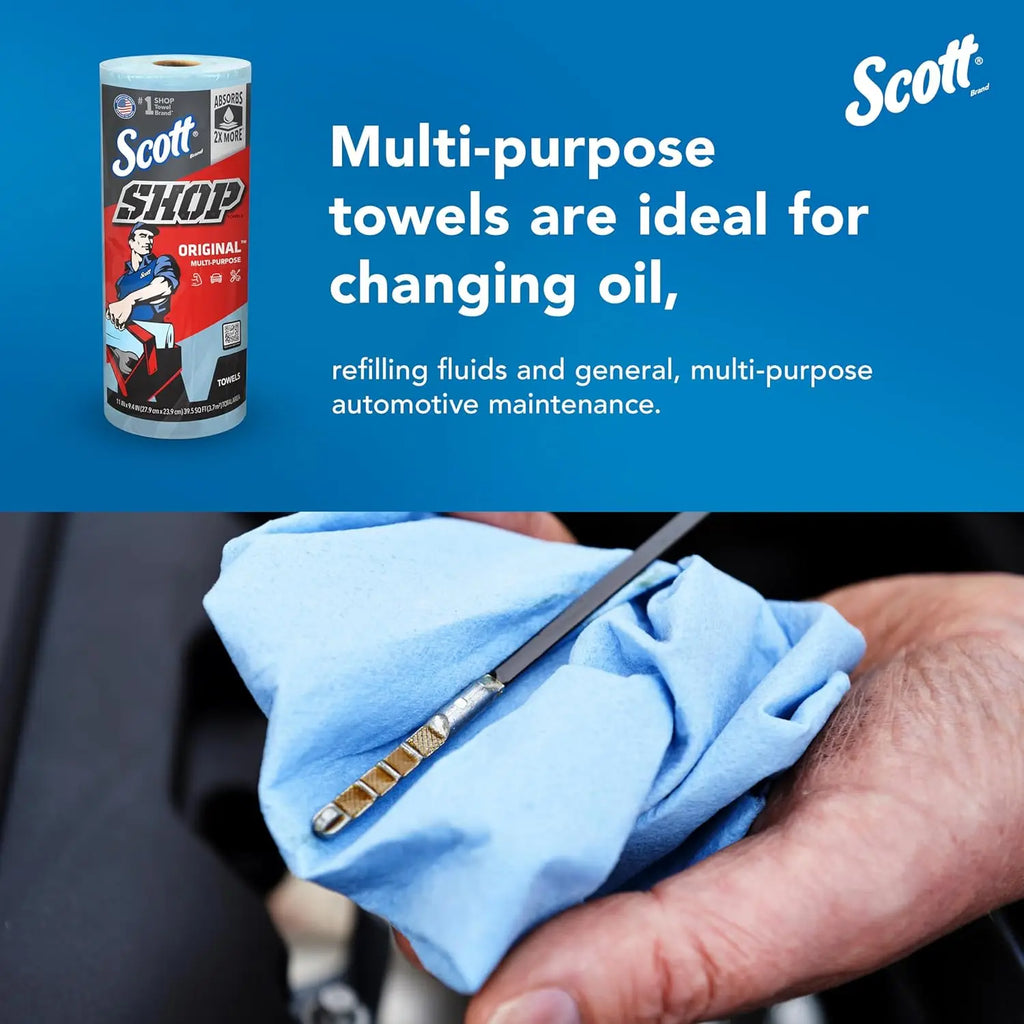 Large Blue Shop Towels, 9.4x11 Inch Cloth-like Paper, 24 Rolls Total with 1440 Sheets for Heavy-Duty Cleaning