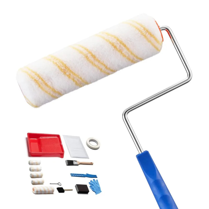 19 Pcs Paint Roller Kit, 4 Inch and 9 Inch Paint Rollers Paint Tray for Wall & Ceiling Painting