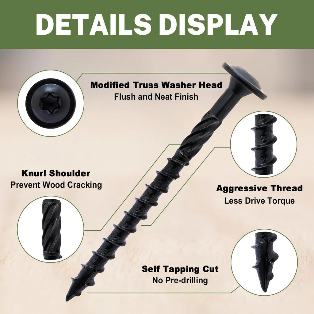 14x3" Black Oxide Wood Screws (70PCS) + T30 Bit