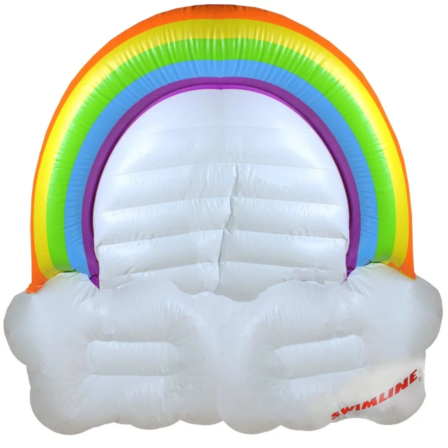 Swimline 68" Inflatable Swimming Pool Float 3-Person Rainbow with Clouds Island - White Green