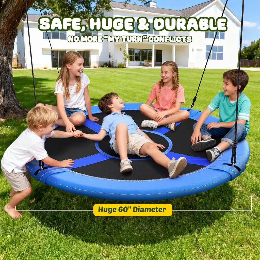 60" Large Saucer Tree Swing for Kids Adults 900D Oxford Waterproof with Hanging Straps
