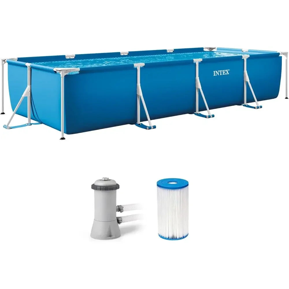 Intex 14ft x 9ft Above Ground Swimming Pool with Steel Frame and 530 GPH Cartridge Filter Pump