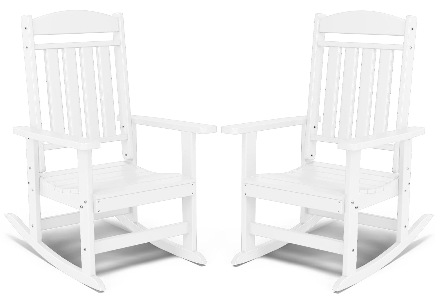 FOOWIN 2pcs Oversized High Back Outdoor Patio Rocking Chair All Weather HDPE Porch Rocker Adult Garden Lawn Indoor