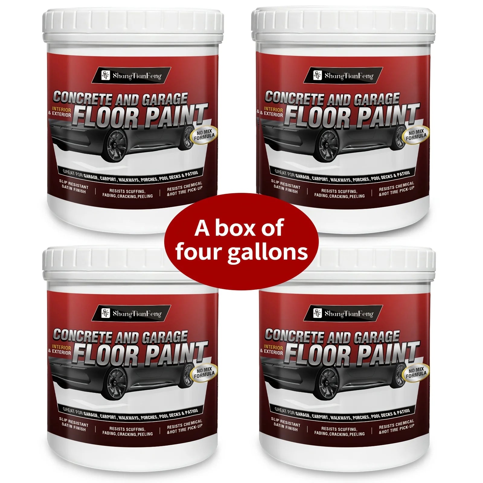 ShangTianFeng Large Container Heavy-Duty Multi-Component Wall/Floor Paint Suitable for Interior/external Use - Large Bucket with Base & Topcoat Paint, Scratch & Stain Resistant Coating for Walls/Floors, DIY Application for Li