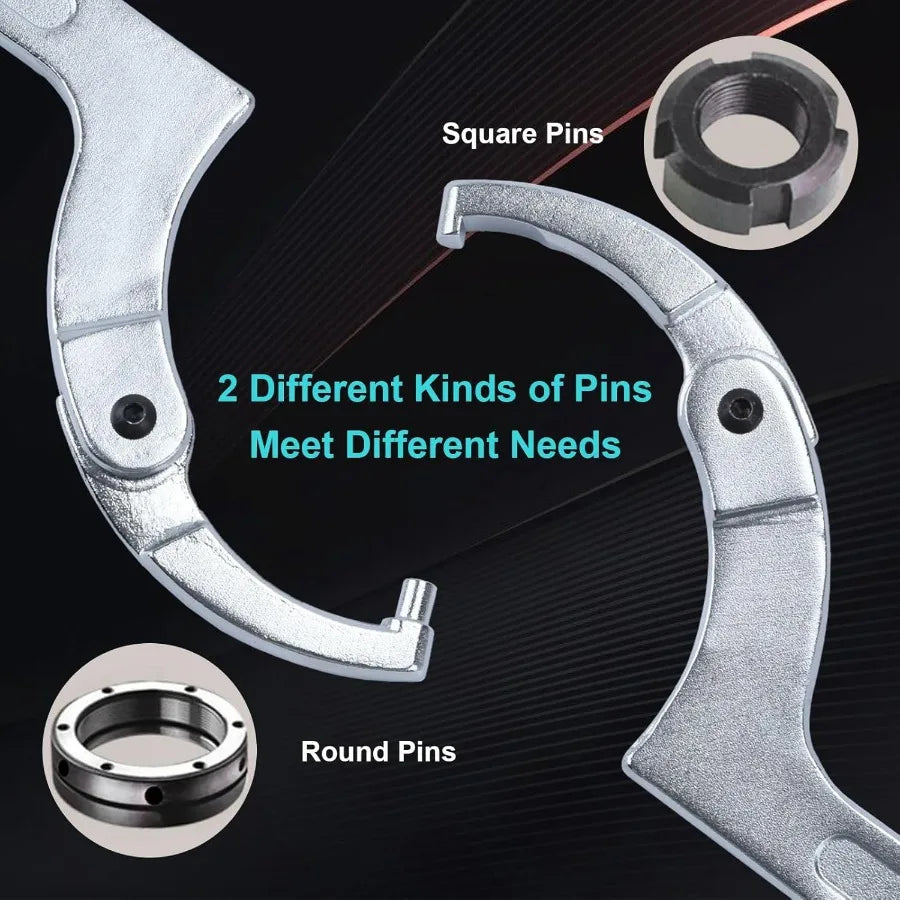 1 Set 4Pcs Adjustable Pin Spanner Wrench Tool Set 3/4" To 6-7/10", 4Pc C Pin Spanner Hook Wrench for Pipes Heating Vehicles Mechanical Equipment