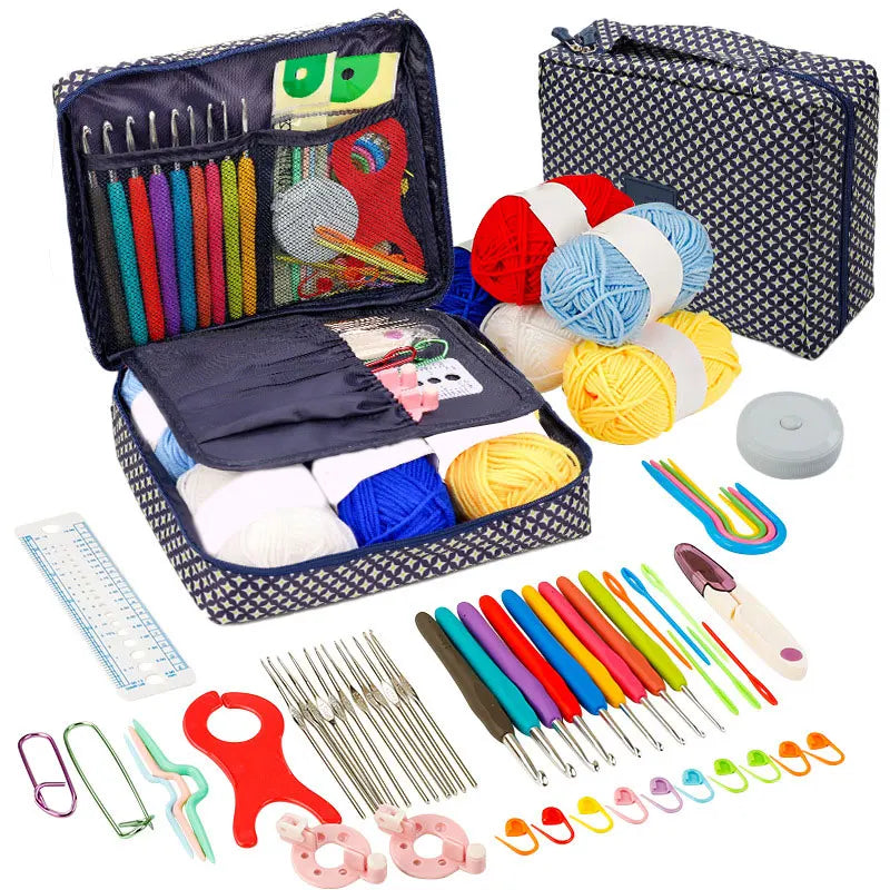 Crochet Kit Beginners, Crochet Hook Set with Crochet Yarn, Portable Set, Travel Crochet Supplies, 58 Pc Crochet Kit