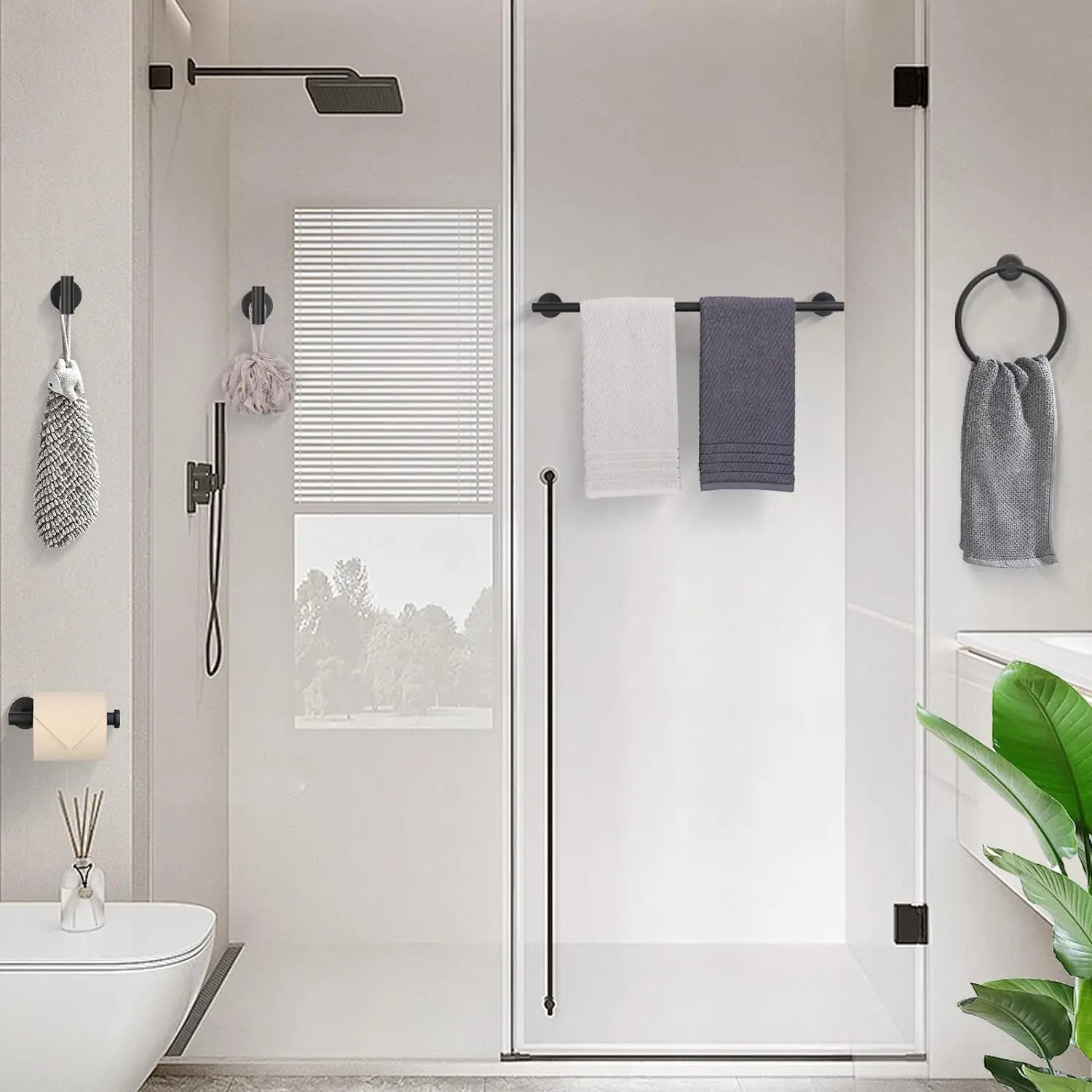 5 Piece Bathroom Accessories Set, Brushed Gold, Stainless Steel