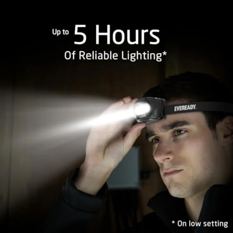 Eveready Rechargeable LED Headlamps by 2-Pack, IPX4 Water Resistant Head Lights for Running, Camping, Emergency, Outdoors (USB Cable Incl