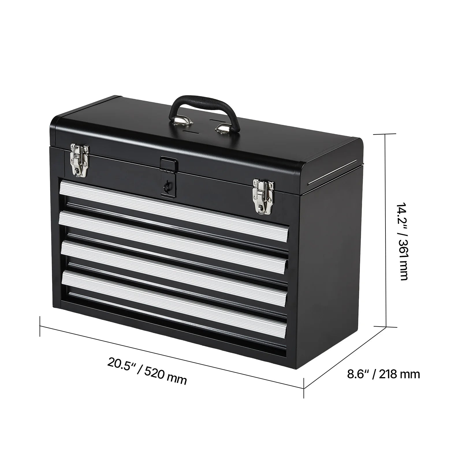 SucceBuy 20.5in Metal Tool Box Portable 4-Drawers, Tool Chest with Drawers, Locking Multi-Function, Tool Organizer for Workshop.