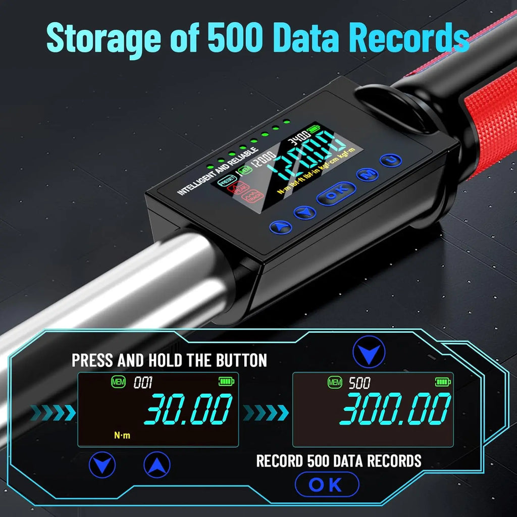 Digital Torque Wrench, !/2 Inch Drive, 3 Adjustable Modes, 340 N.m, 2% Torque Accuracy