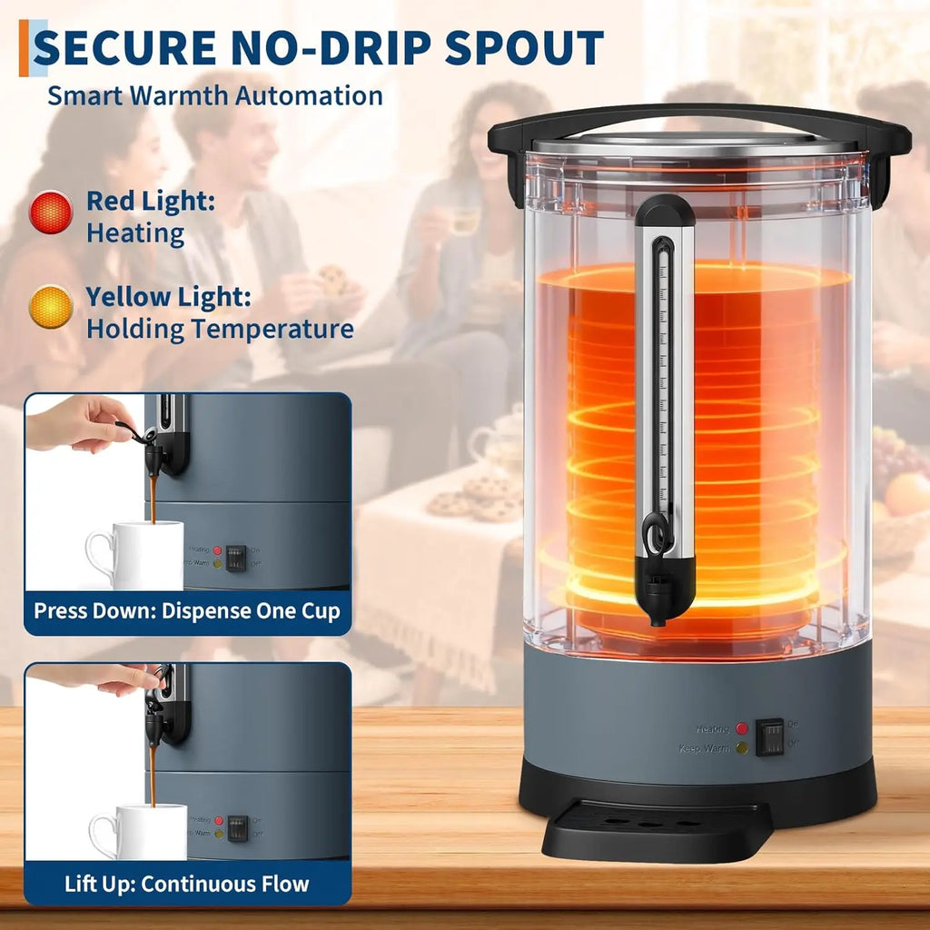 Outlane 12L, 14L or 18L Coffee Urn Commercial Coffee Maker, Hot Water Urn - Large Coffee Maker With Double-Wall Stainless Steel, Quick Brew, Stays Hot for Tea & Beverage at Events & Catering