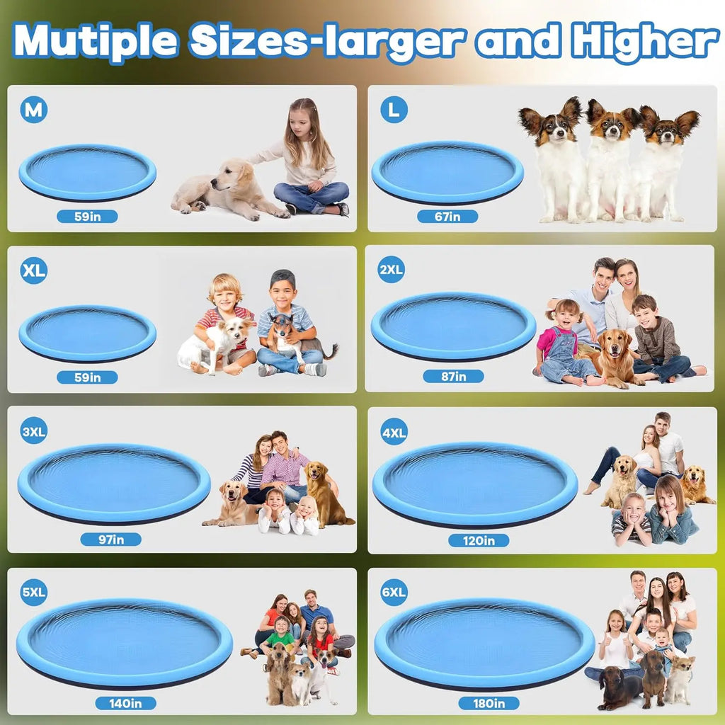 140" Non-Slip Splash Pad for Kids and Dogs, Thicken Sprinkler Pool Summer Outdoor Water Toys, Extra Large Backyard Wading Pool