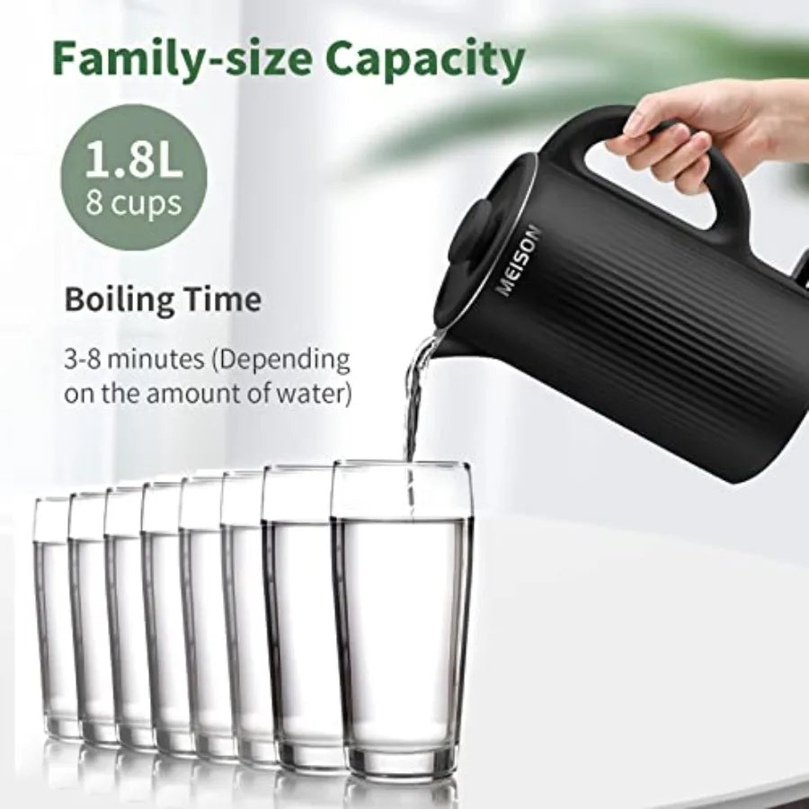 Electric Kettles Stainless Steel for Boiling Water, Double Wall Hot Water Boiler Heater, Cool Touch Electric Teapot, Auto Shut Off