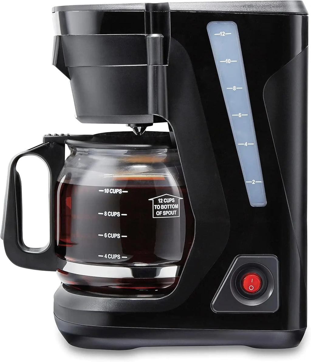 Proctor Silex FrontFill Drip Coffee Maker, 12 Cup Glass Carafe, Black and Silver (43680PS)