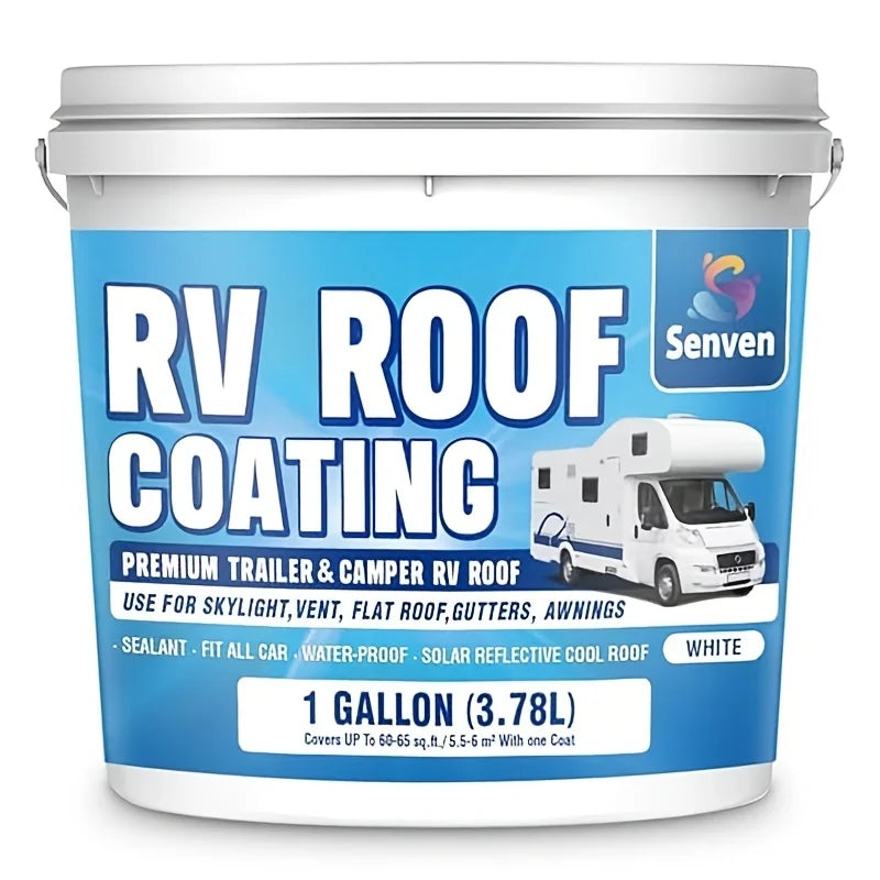 RV Roof Coating, Sealant, White, 1 Gallon, Waterproof, Solar Reflective