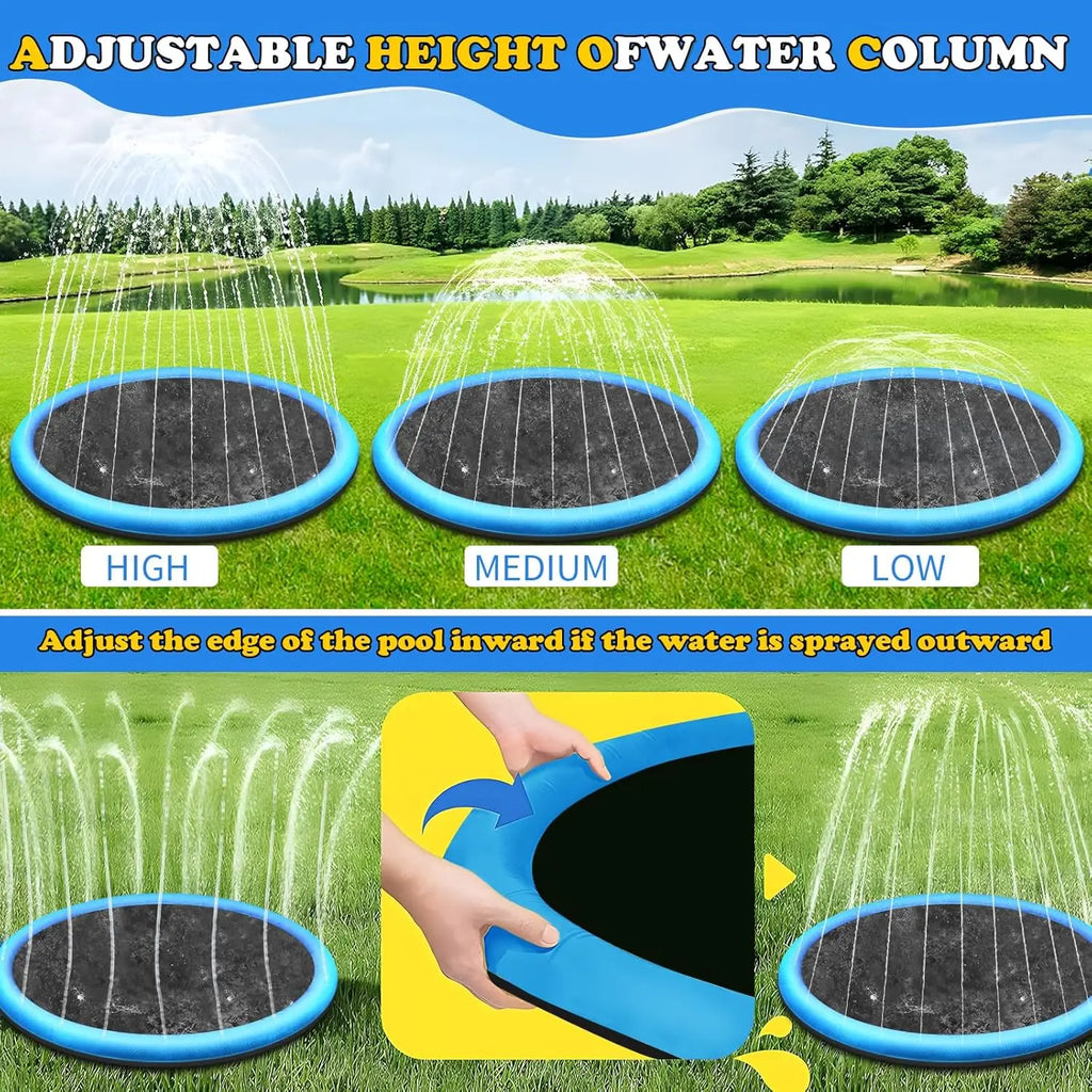 140" Non-Slip Splash Pad for Kids and Dogs, Thicken Sprinkler Pool Summer Outdoor Water Toys, Extra Large Backyard Wading Pool