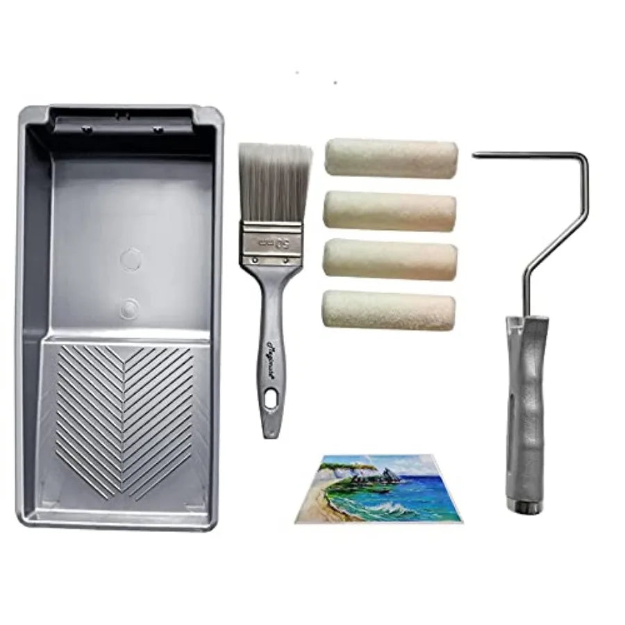 Small Paint Roller Set with Short Nap Roller Covers, 2-inch Paint Brush and Mini Paint Tray for Household Painting Touch-ups