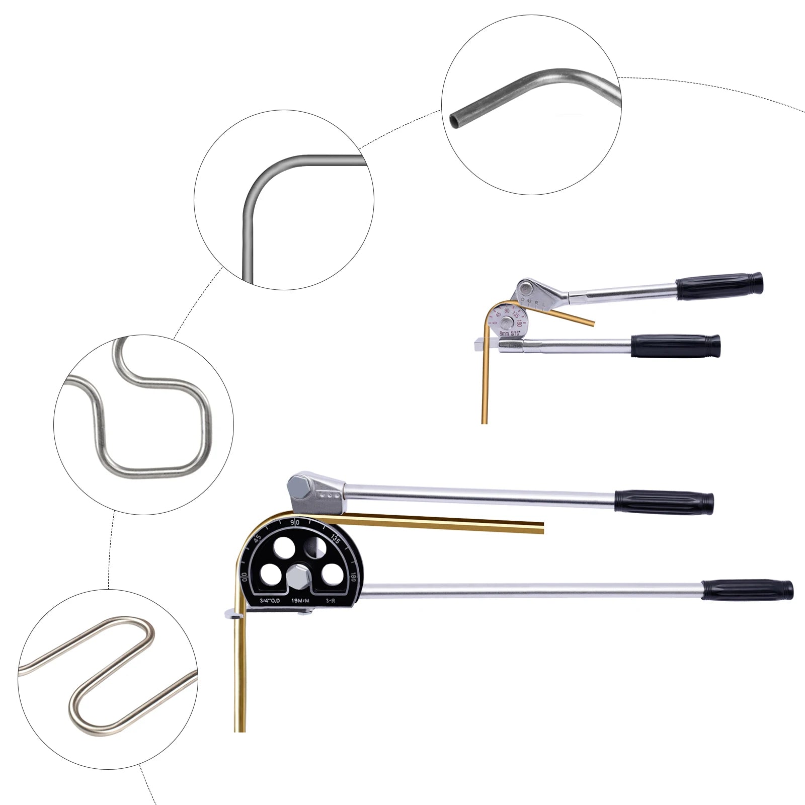 Siver 3/4'' Manual Tube Pipe Bender 180° Plumbing Tools For Steel Copper And Aluminum Used In Many Fields
