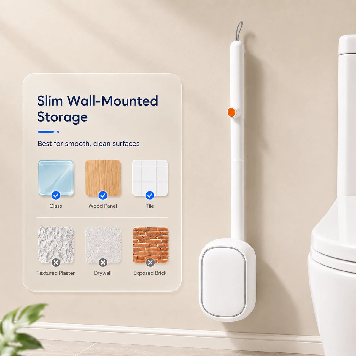 Joybos 2 Sets Disposable Toilet Brush with 48 Brush Heads Total, Replaceable Foaming Refills, Wall-Mounted Auto-Open Holders, Bathroom Toilet Cleaning Kit