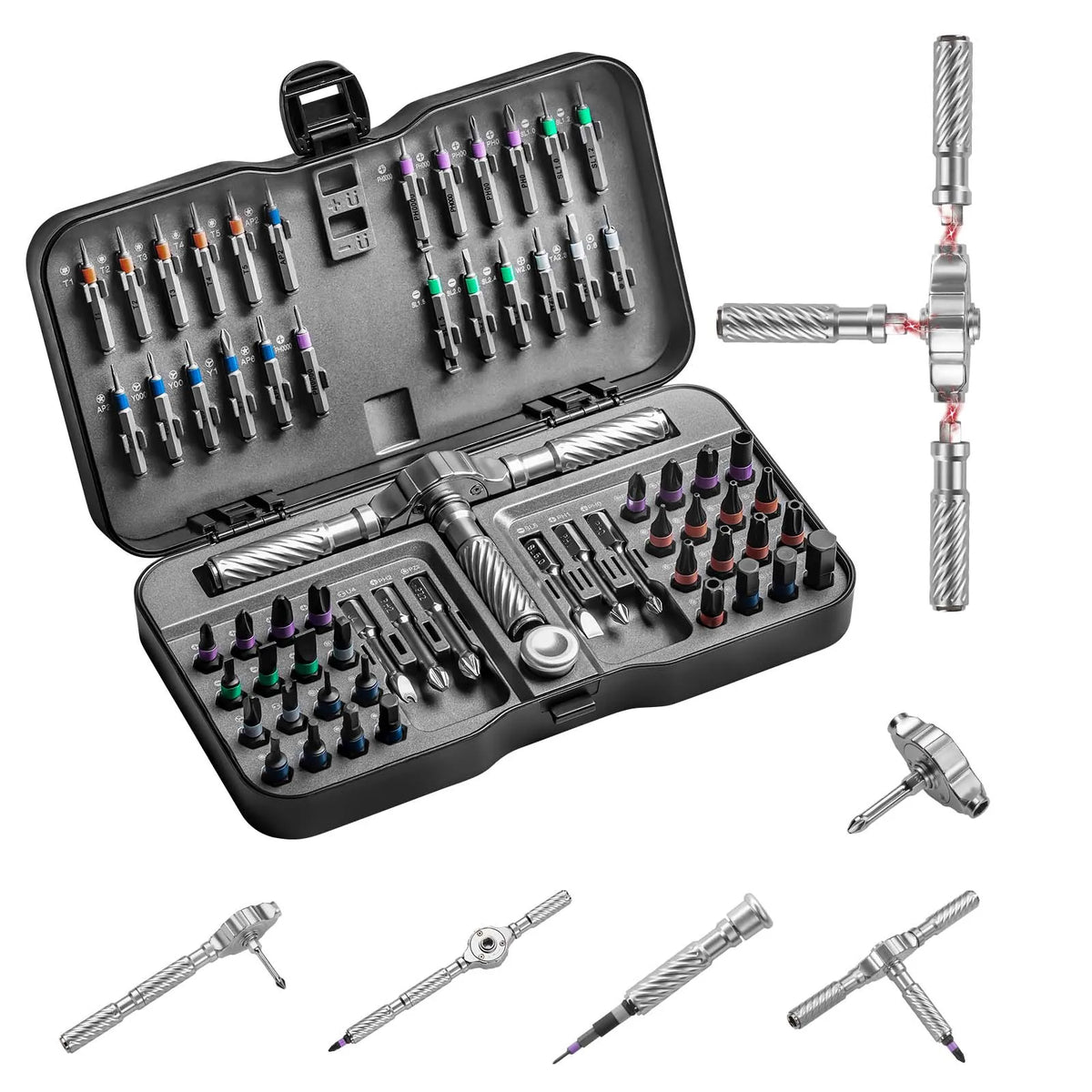 VMAN 66in1 Multifunction Ratchet Screwdriver Set, Multi Magnetic Bits Mini Repair Tool Kit, Household Tool For PC & Desk Etc.