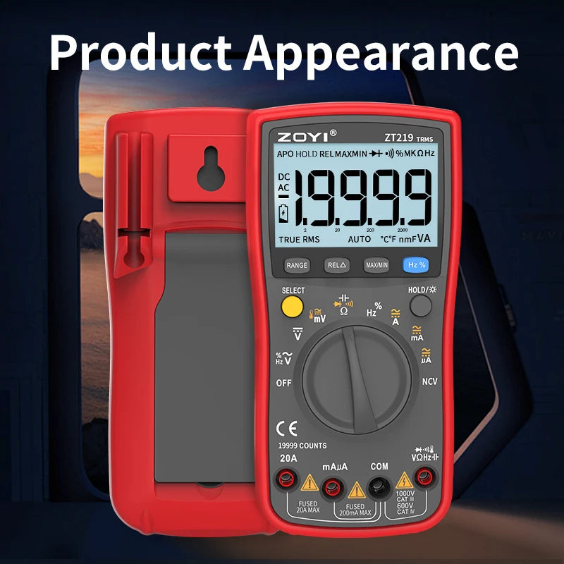 Digital multimeter. 19999 Counts Display, True RMS AC Measurement, Contact Type NCV Voltage Detection
